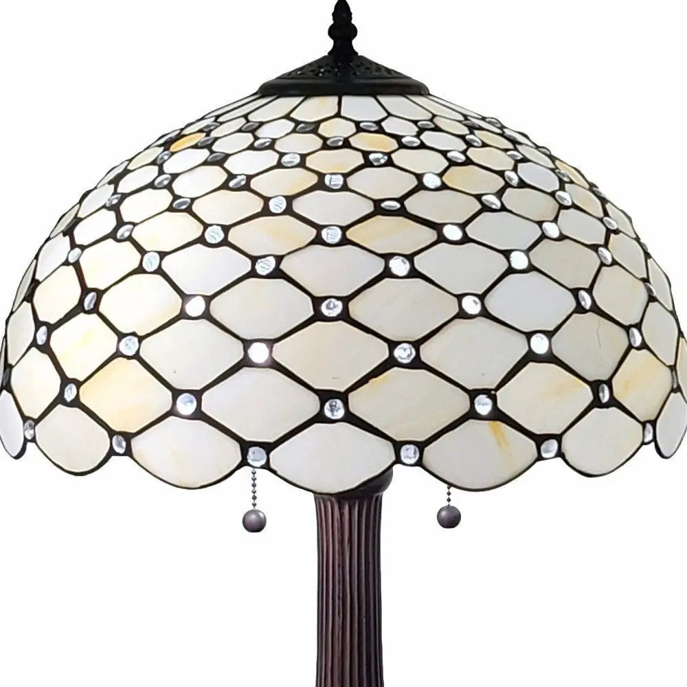 23" Dark Brown Metal Two Light Candlestick Table Lamp With White Shade HomeRoots