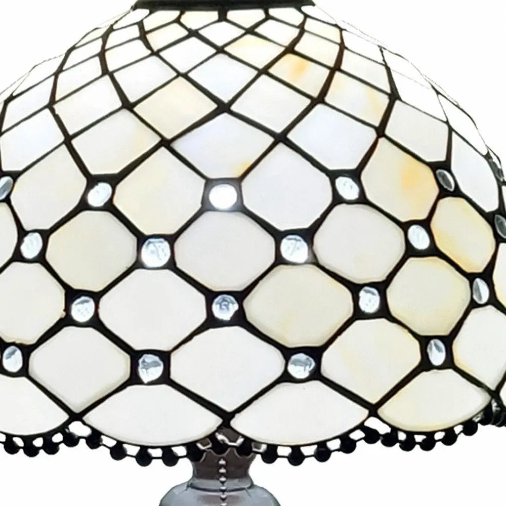 19" Dark Brown Metal Candlestick Table Lamp With White Dome Shade HomeRoots