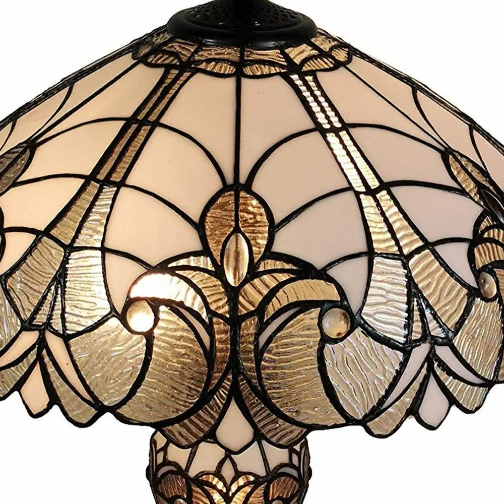 27" Dark Brown Metal Two Light Candlestick Table Lamp With Beige Shade HomeRoots