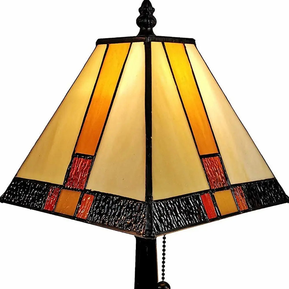 15" Dark Brown Metal Candlestick Table Lamp With Beige Empire Shade HomeRoots