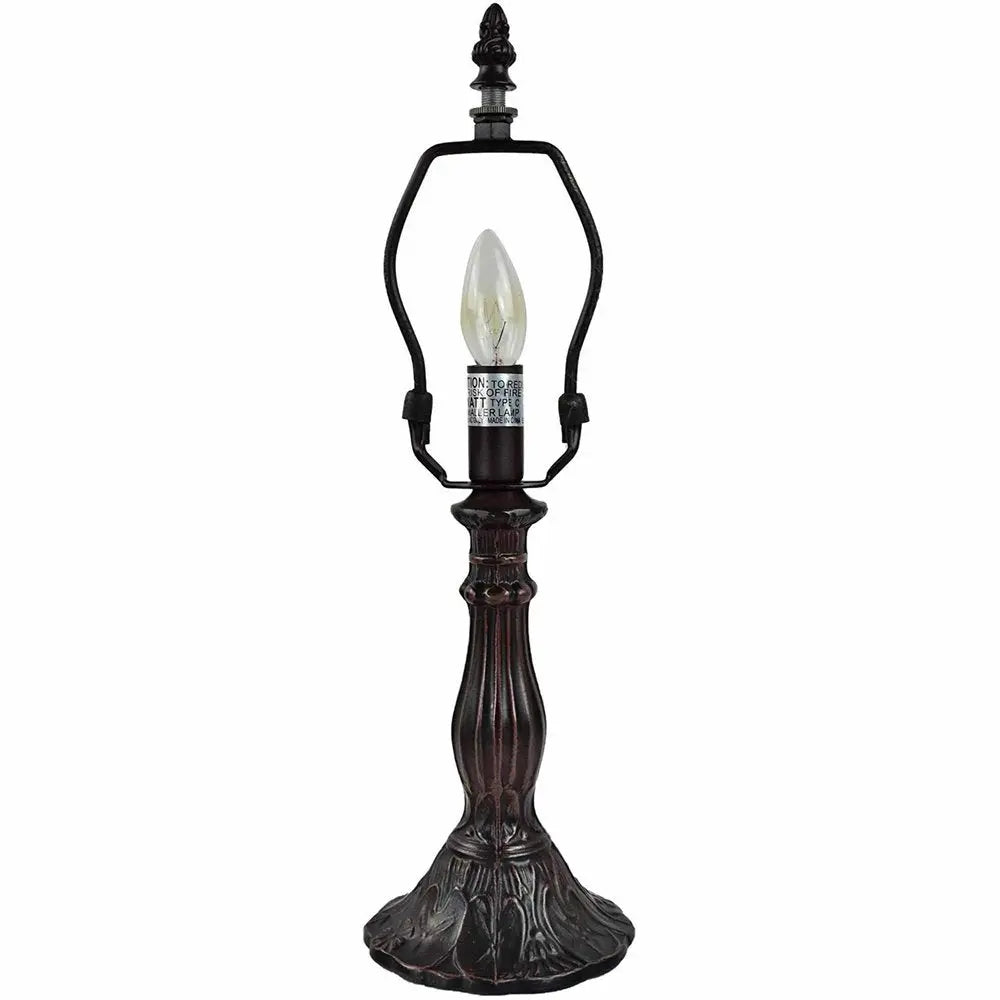 15" Dark Brown Metal Candlestick Table Lamp With Ivory Dome Shade HomeRoots