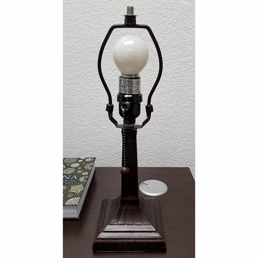 15" Dark Brown Metal Candlestick Table Lamp With White Empire Shade HomeRoots