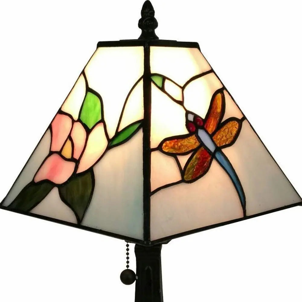 15" Dark Brown Metal Candlestick Table Lamp With White Empire Shade HomeRoots