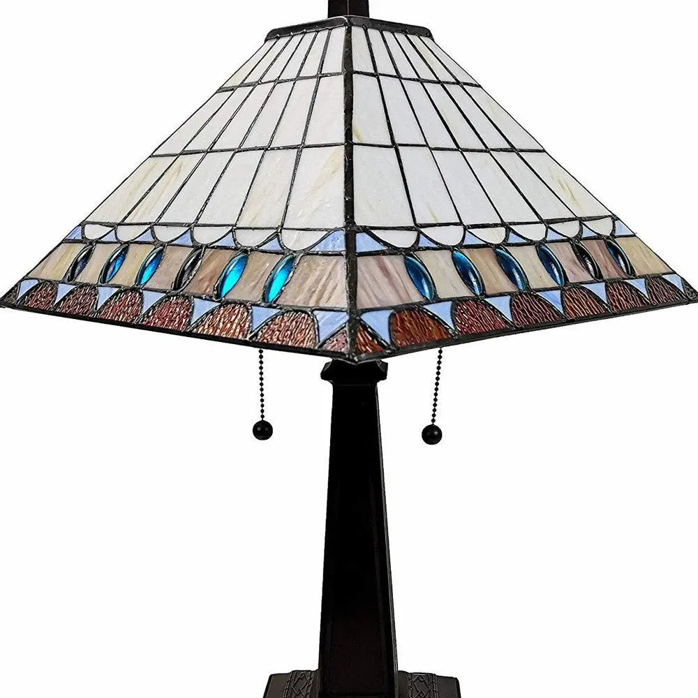 22" Dark Brown Metal Two Light Candlestick Table Lamp With Off White Empire Shade HomeRoots