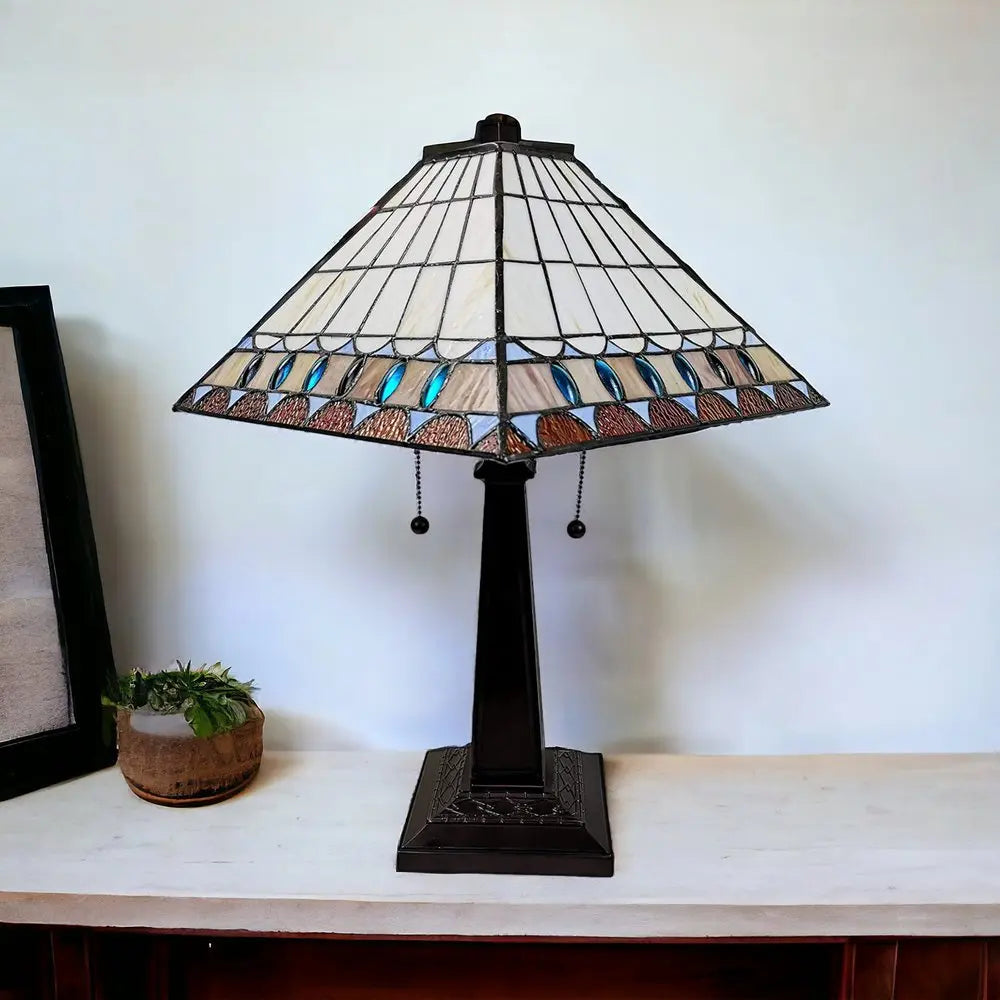 22" Dark Brown Metal Two Light Candlestick Table Lamp With Off White Empire Shade HomeRoots