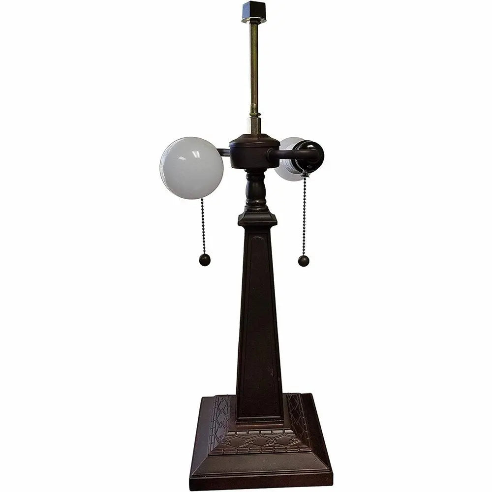 22" Dark Brown Metal Two Light Candlestick Table Lamp With Off White Empire Shade HomeRoots