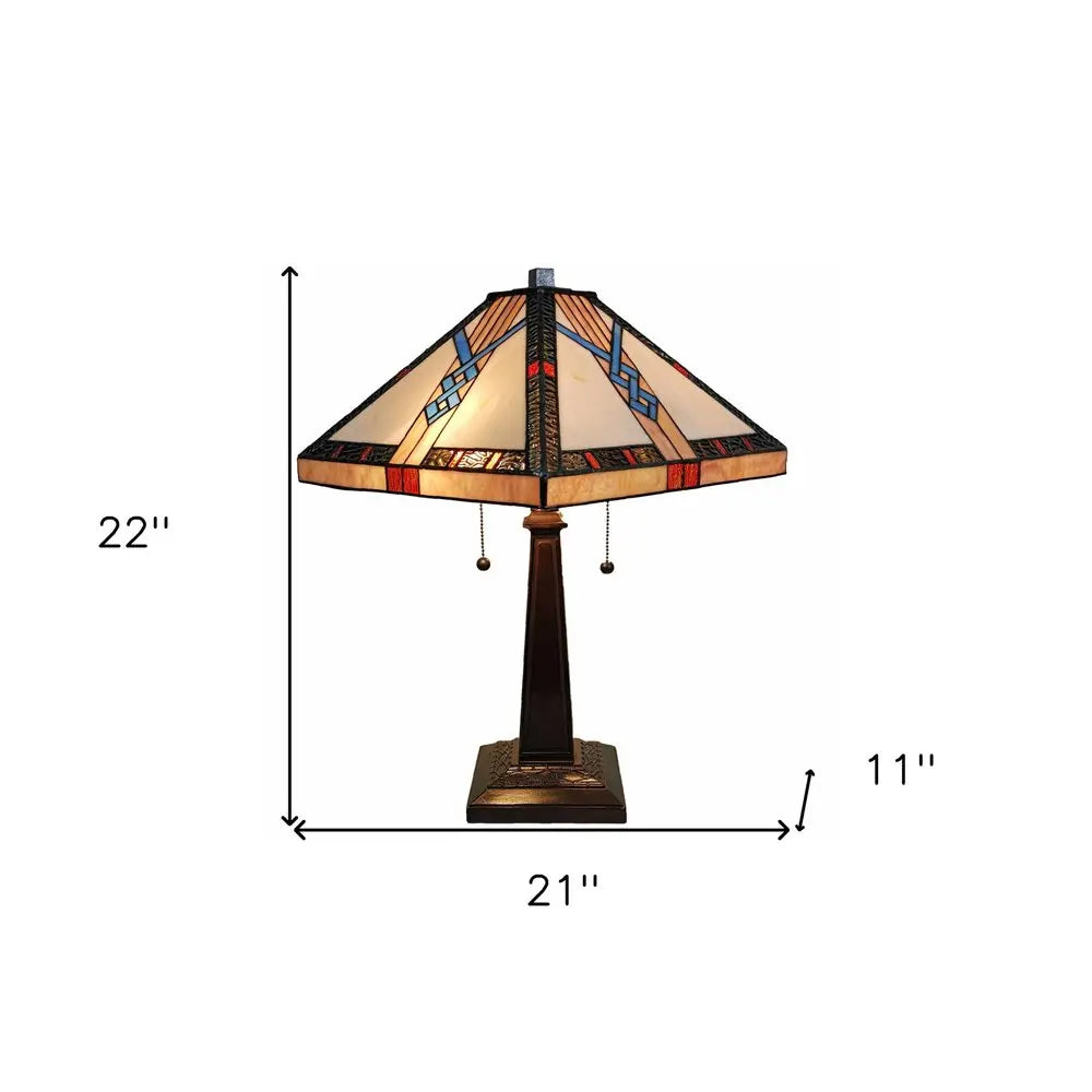 22" Dark Brown Metal Two Light Candlestick Table Lamp With Off White Empire Shade HomeRoots