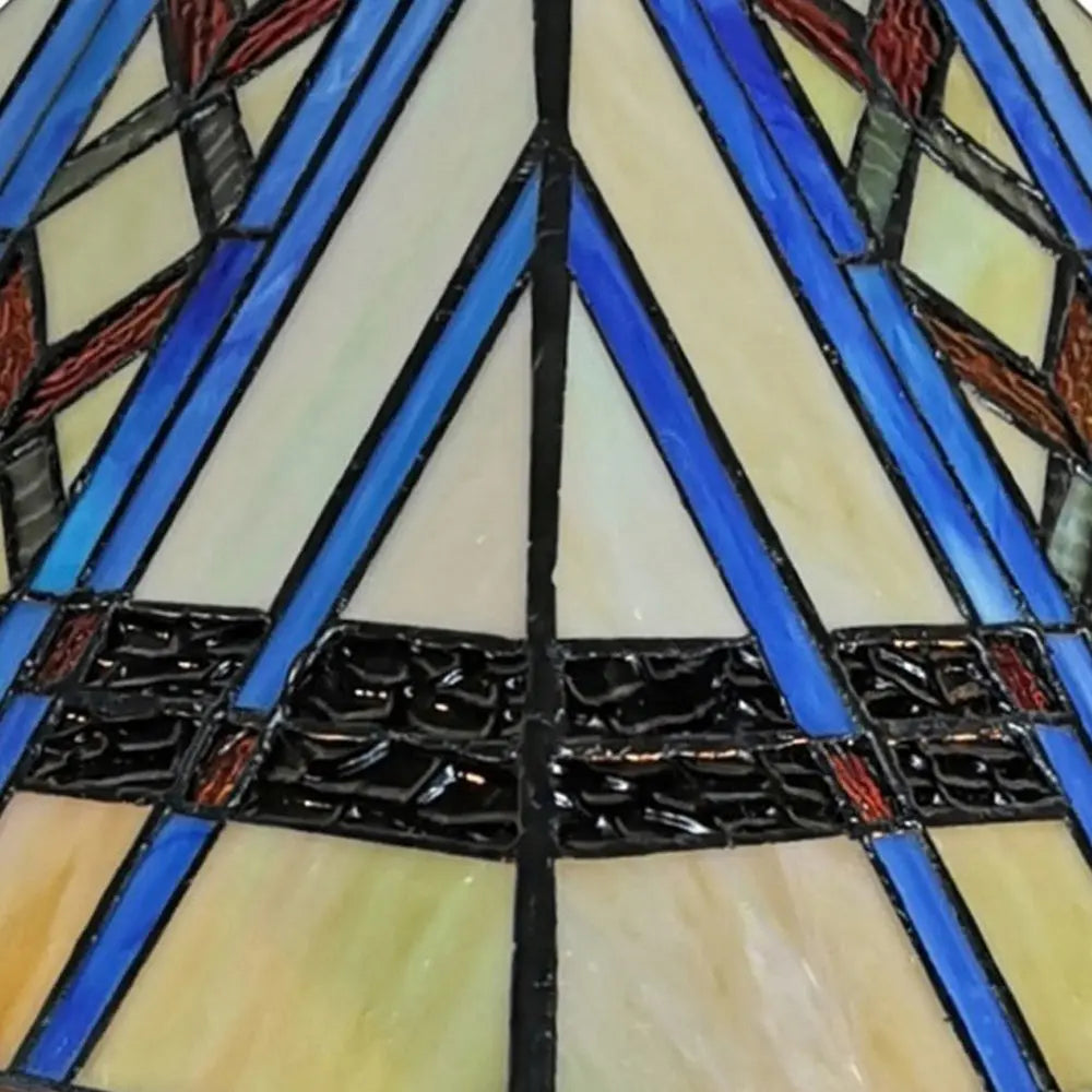 22" Dark Brown Metal Two Light Candlestick Table Lamp With Blue Empire Shade HomeRoots