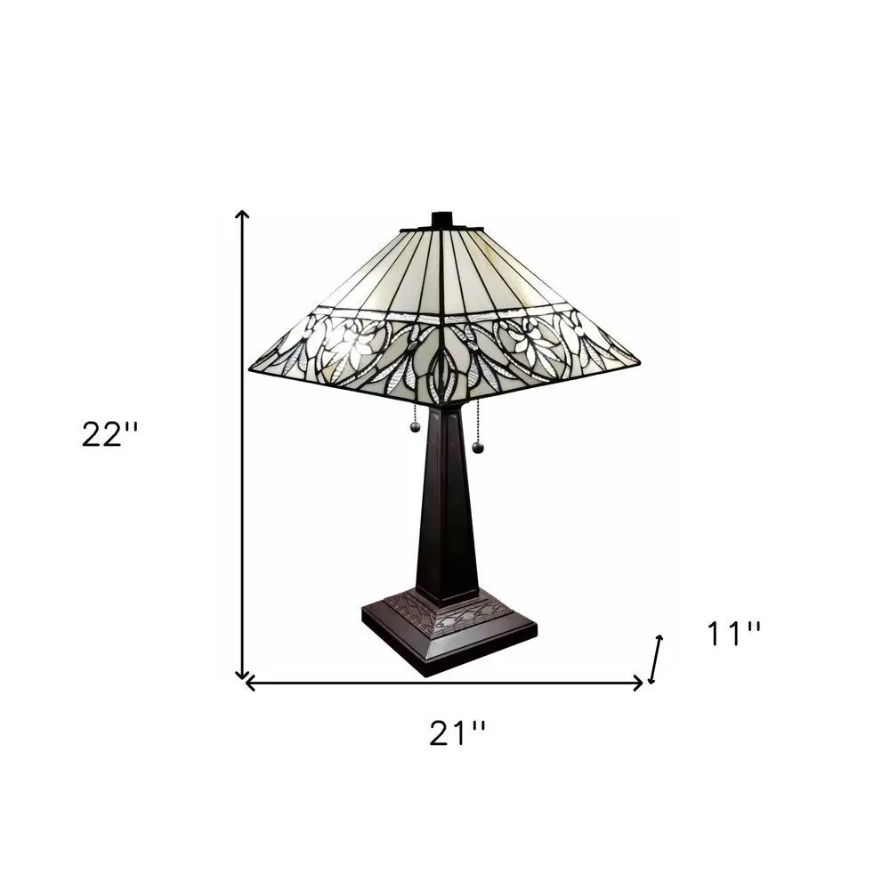 22" Dark Brown Metal Two Light Candlestick Table Lamp With White Shade HomeRoots