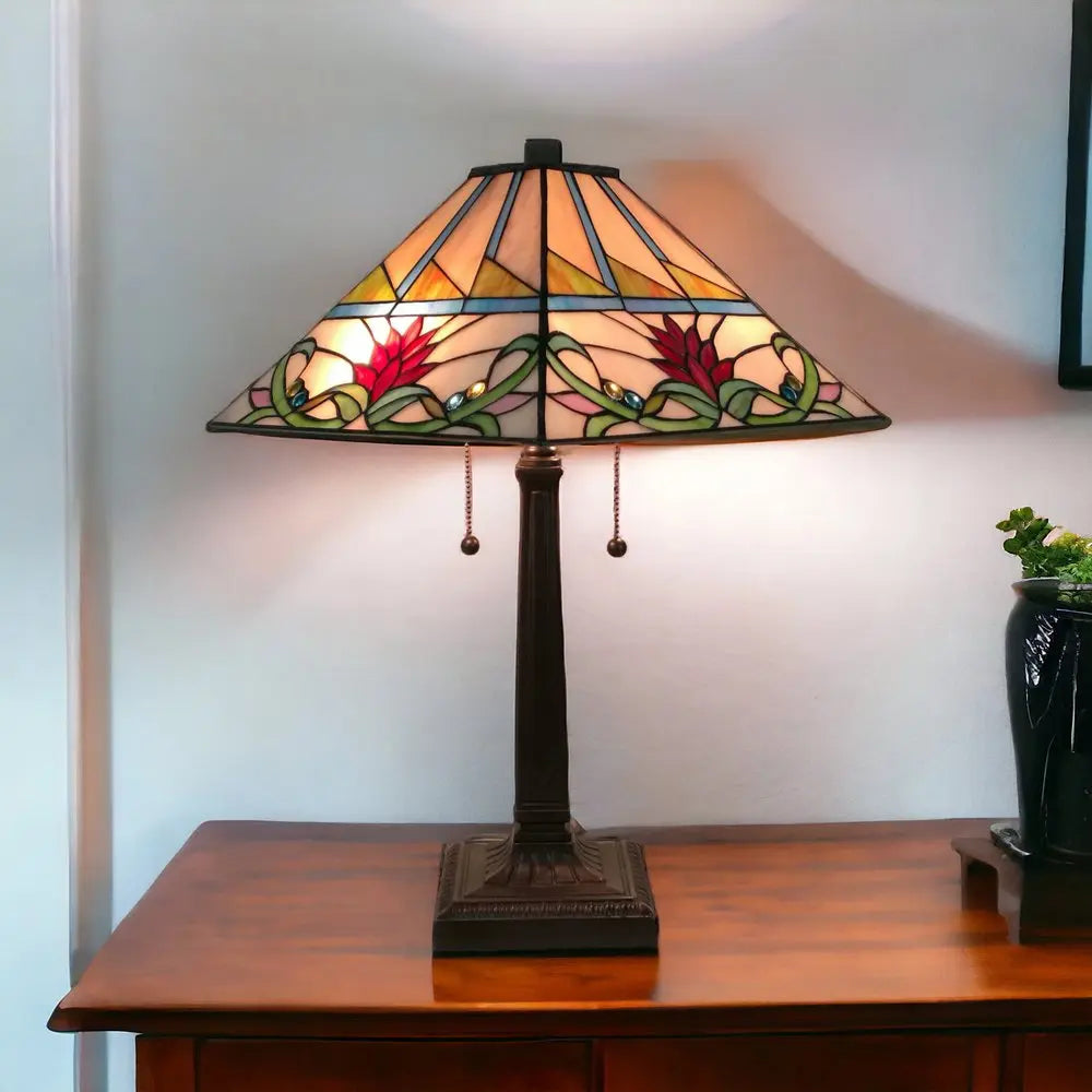 22" Dark Brown Metal Two Light Candlestick Table Lamp With White Empire Shade HomeRoots