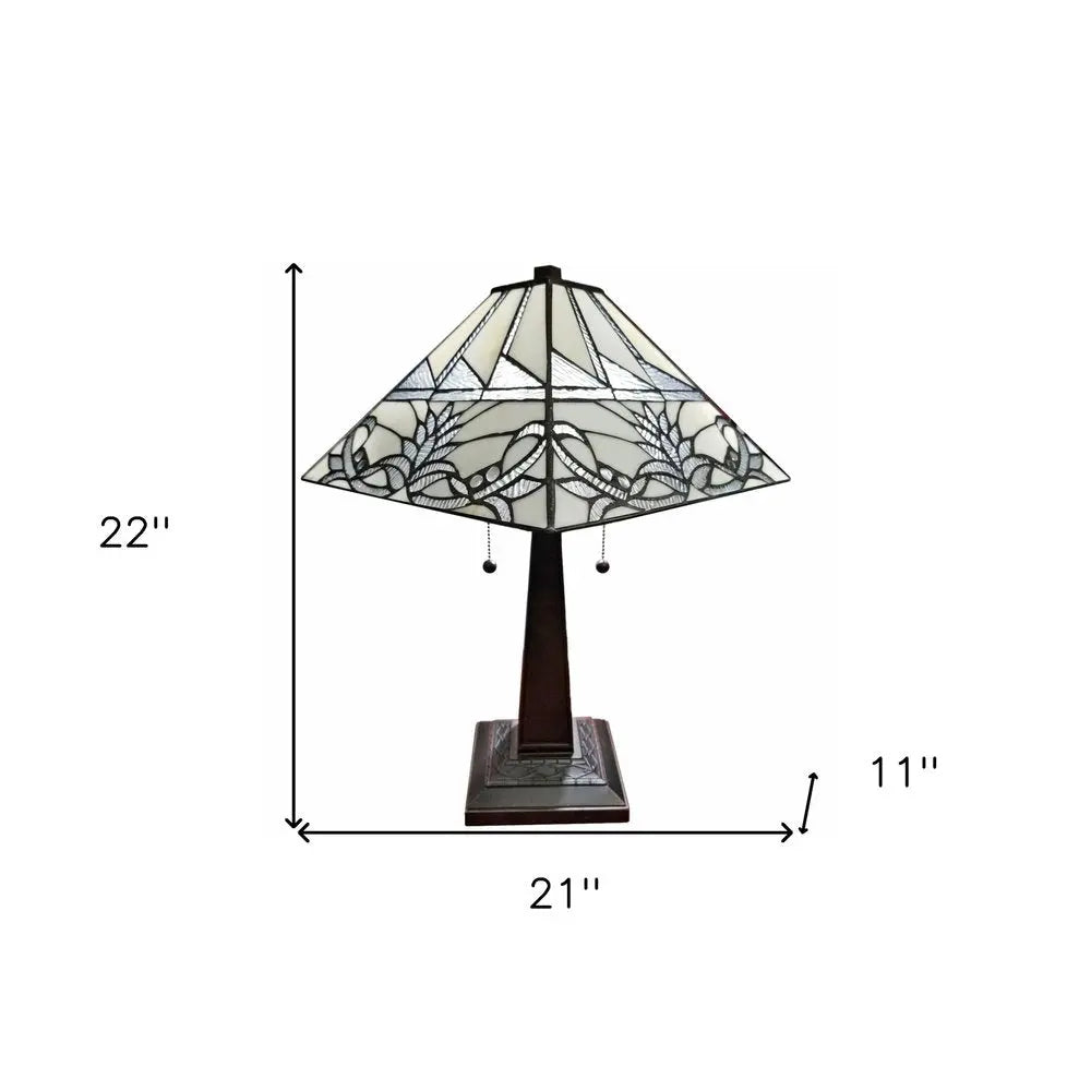 22" Dark Brown Metal Two Light Candlestick Table Lamp With White Empire Shade HomeRoots