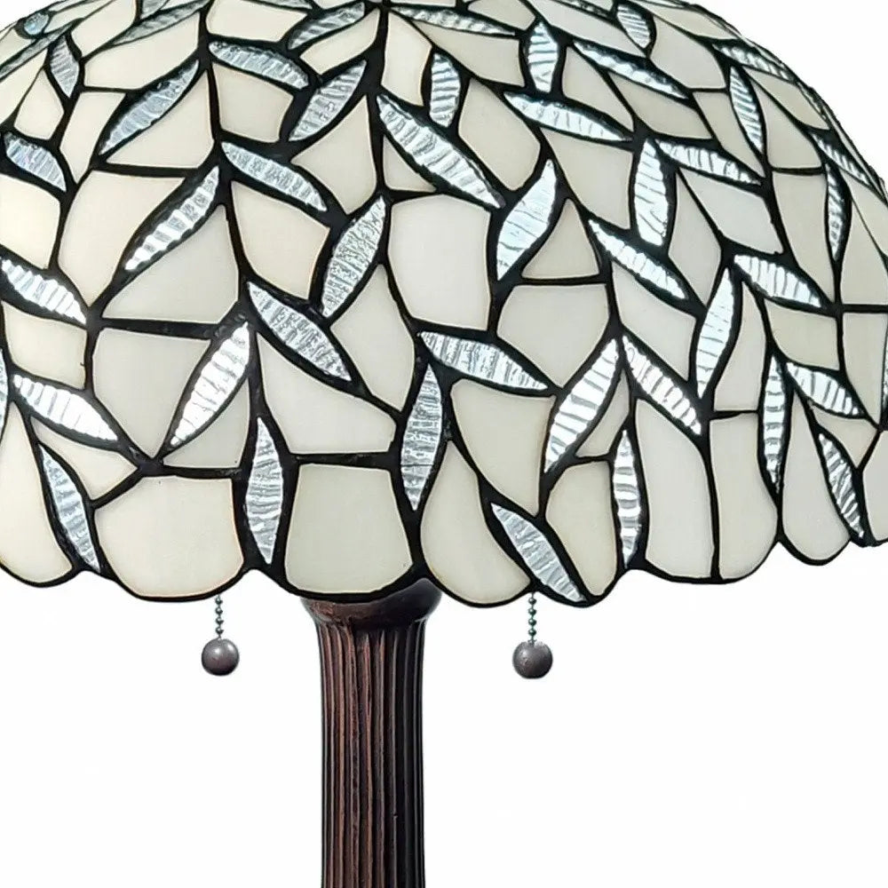 23" Dark Brown Metal Two Light Candlestick Table Lamp With White Shade HomeRoots