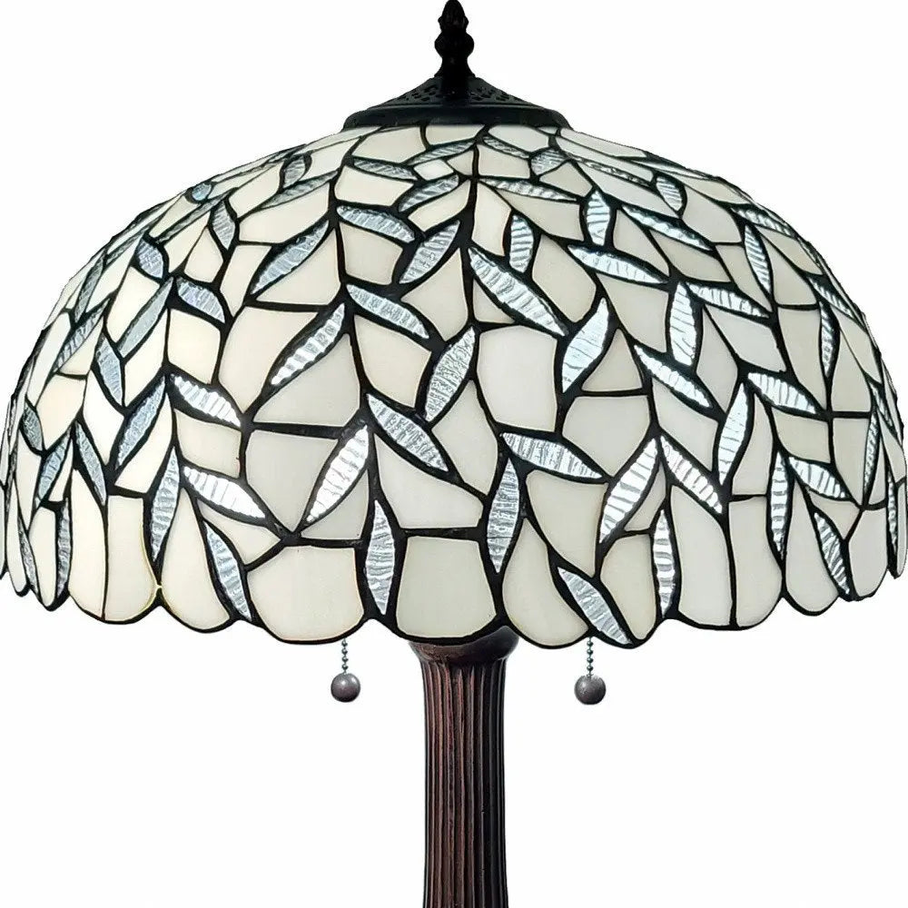 23" Dark Brown Metal Two Light Candlestick Table Lamp With White Shade HomeRoots