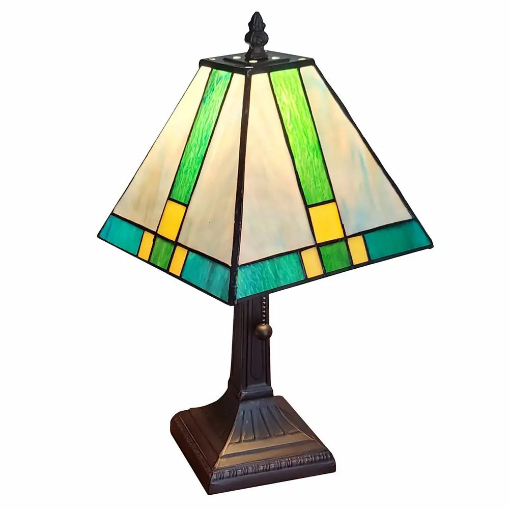 15" Dark Brown Metal Candlestick Table Lamp With Green Shade HomeRoots