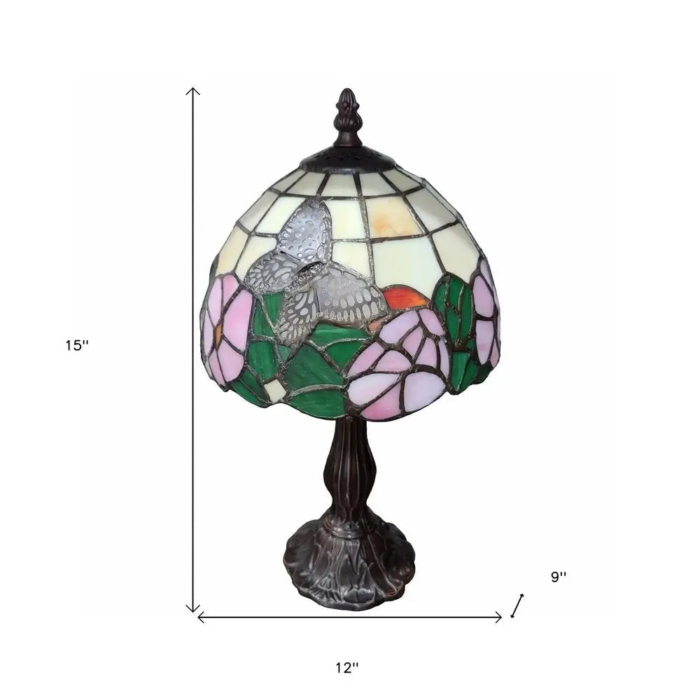 15" Dark Brown Metal Candlestick Table Lamp With Beige Shade HomeRoots