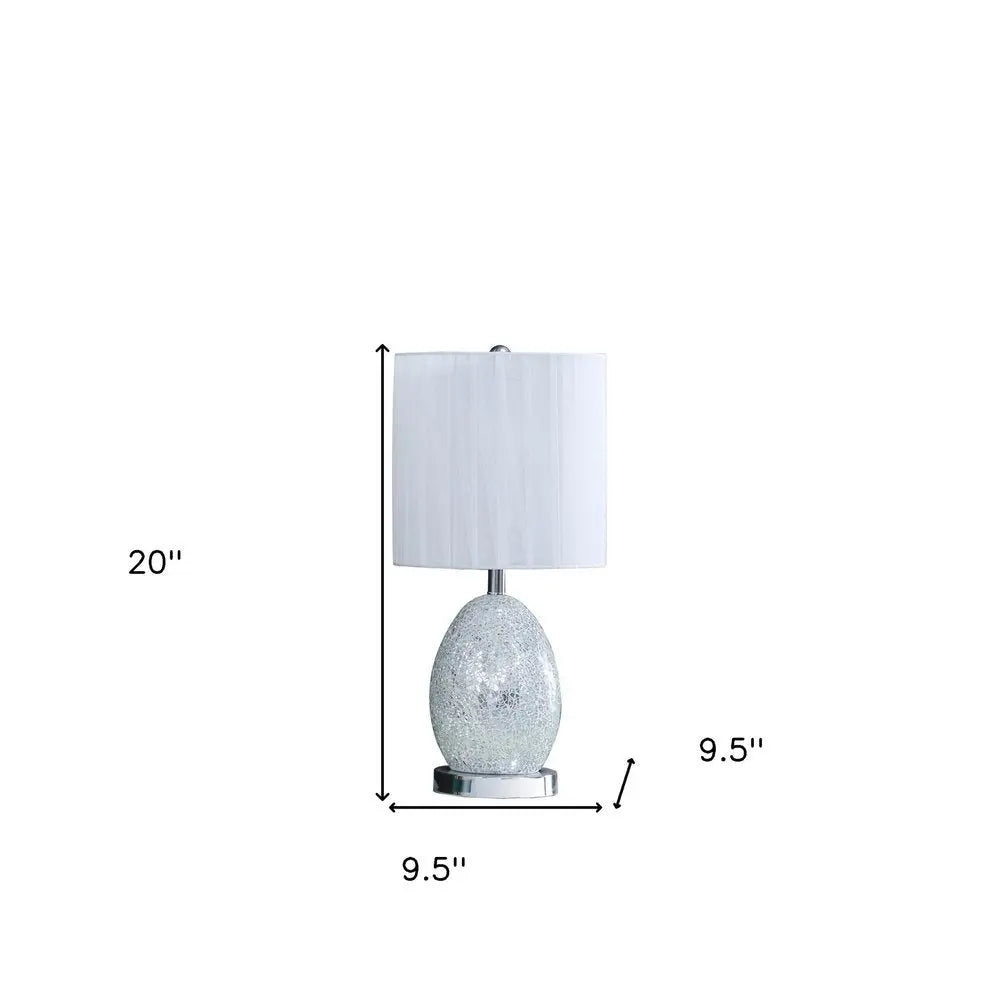 20" White Luster Mirrored Glass Table Lamp With Night Light HomeRoots