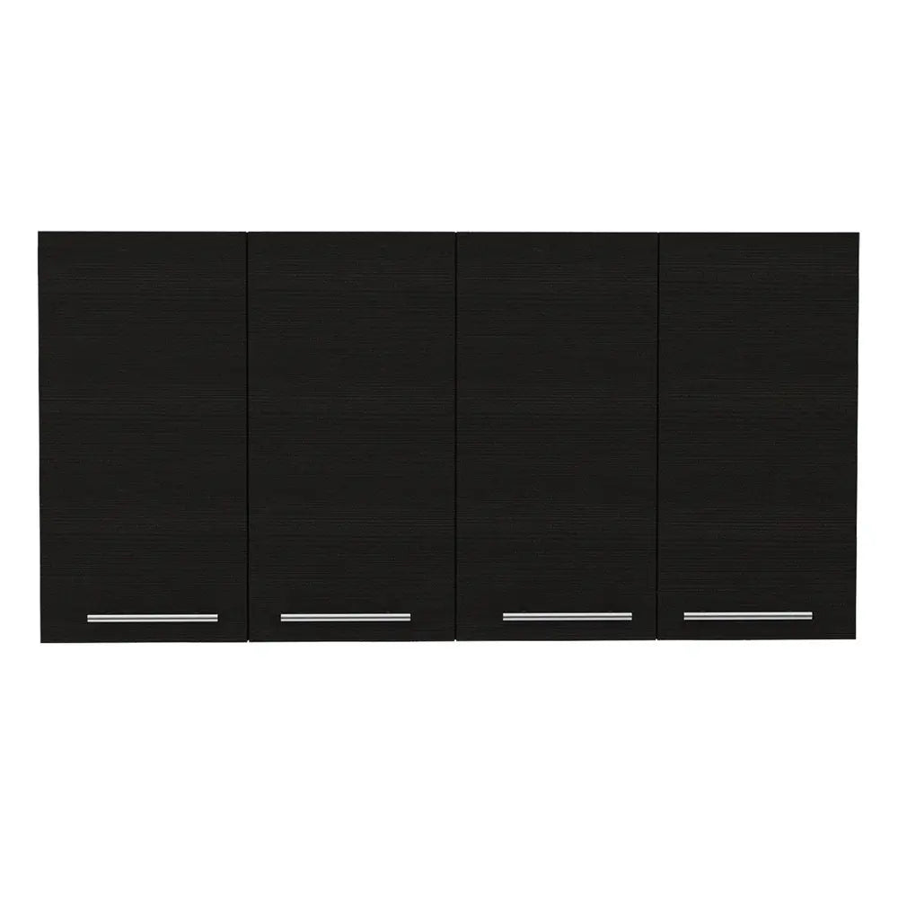 47" Black Wood Wall Mounted Accent Cabinet With Four Doors HomeRoots