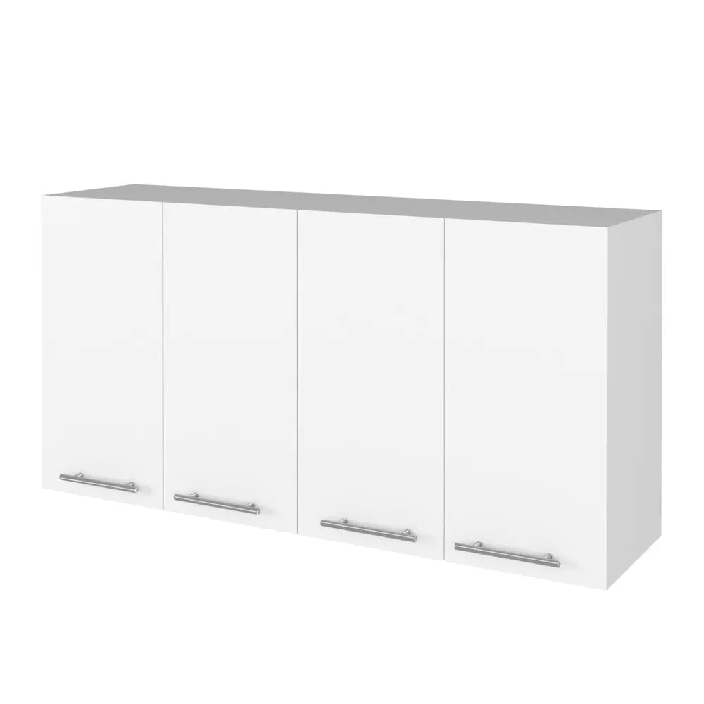 47" White Wood Wall Mounted Accent Chest With Four Doors HomeRoots