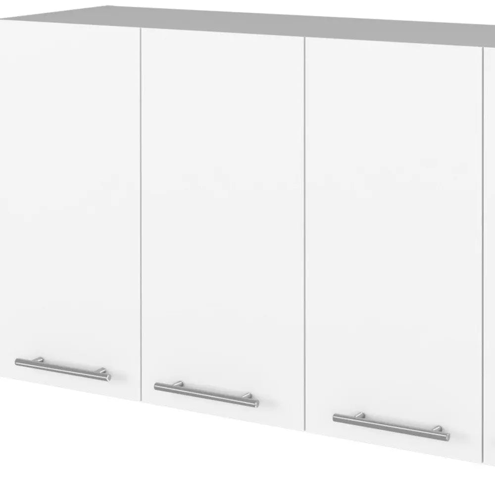 47" White Wood Wall Mounted Accent Chest With Four Doors HomeRoots