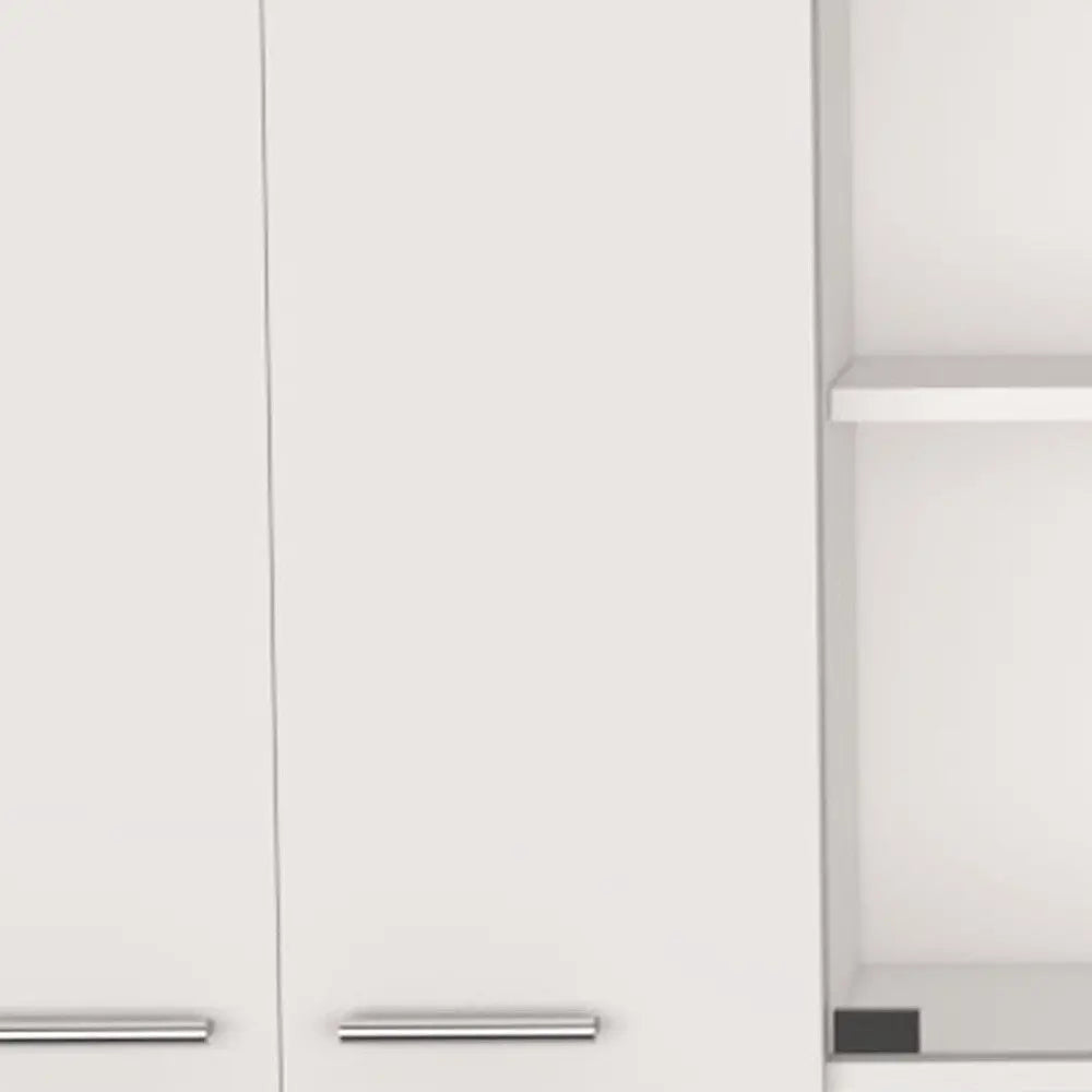 59" White Wood Wall Mounted China Cabinet With Six Doors HomeRoots