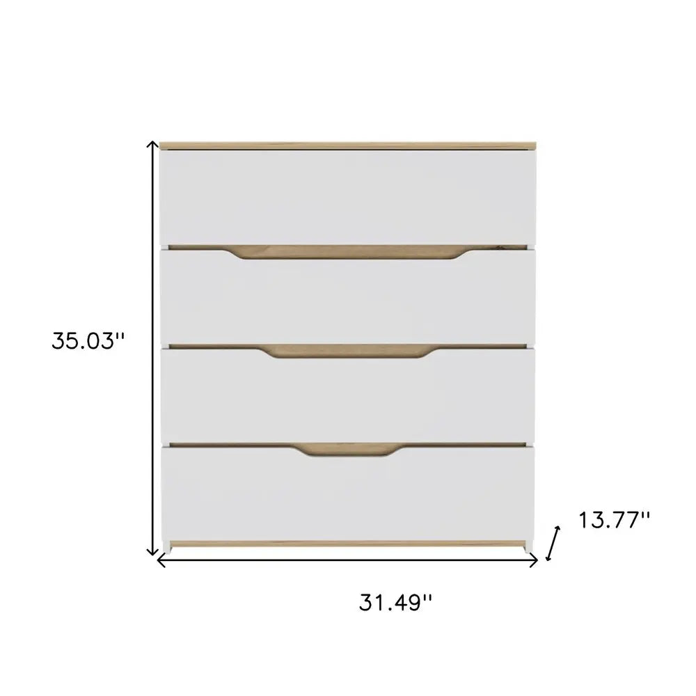 31" Brown and White Four Drawer Standard Chest HomeRoots