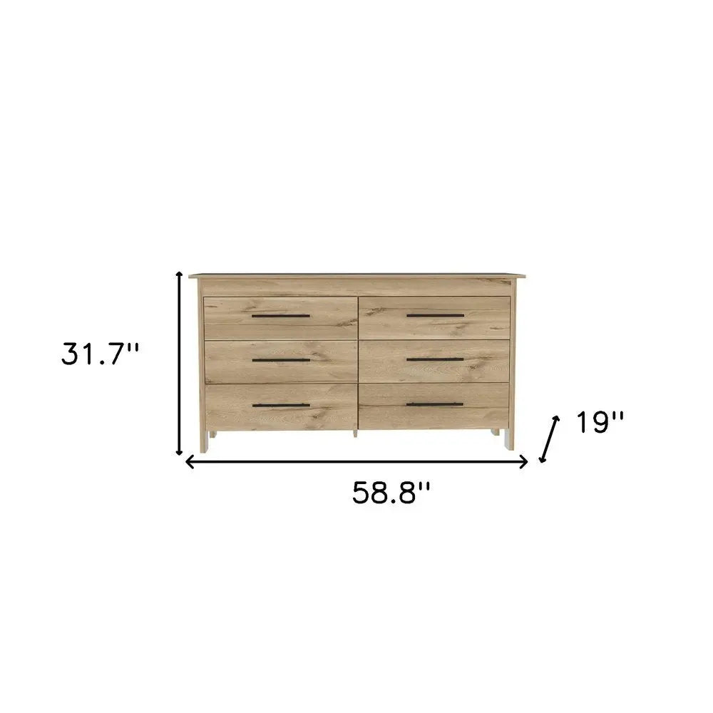 32" Light Gray Six Drawer Double Dresser HomeRoots