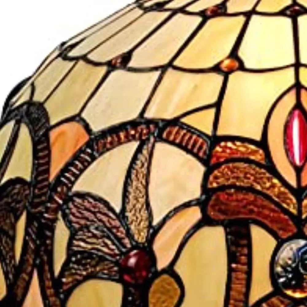 16" Tiffany Style Stained Glass Two Light Glass Dimmable Ceiling Light HomeRoots