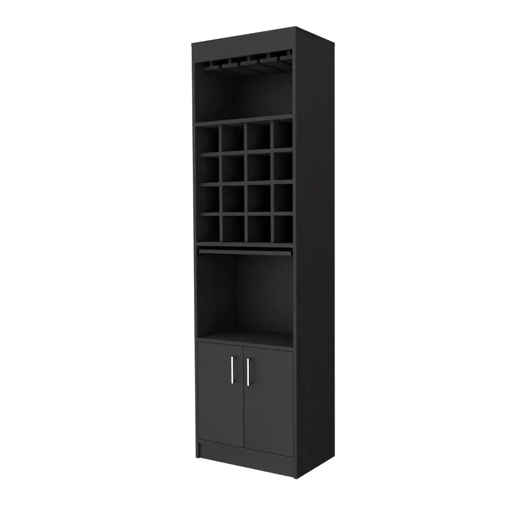 24" Black Bar Cabinet With Eighteen Shelves HomeRoots