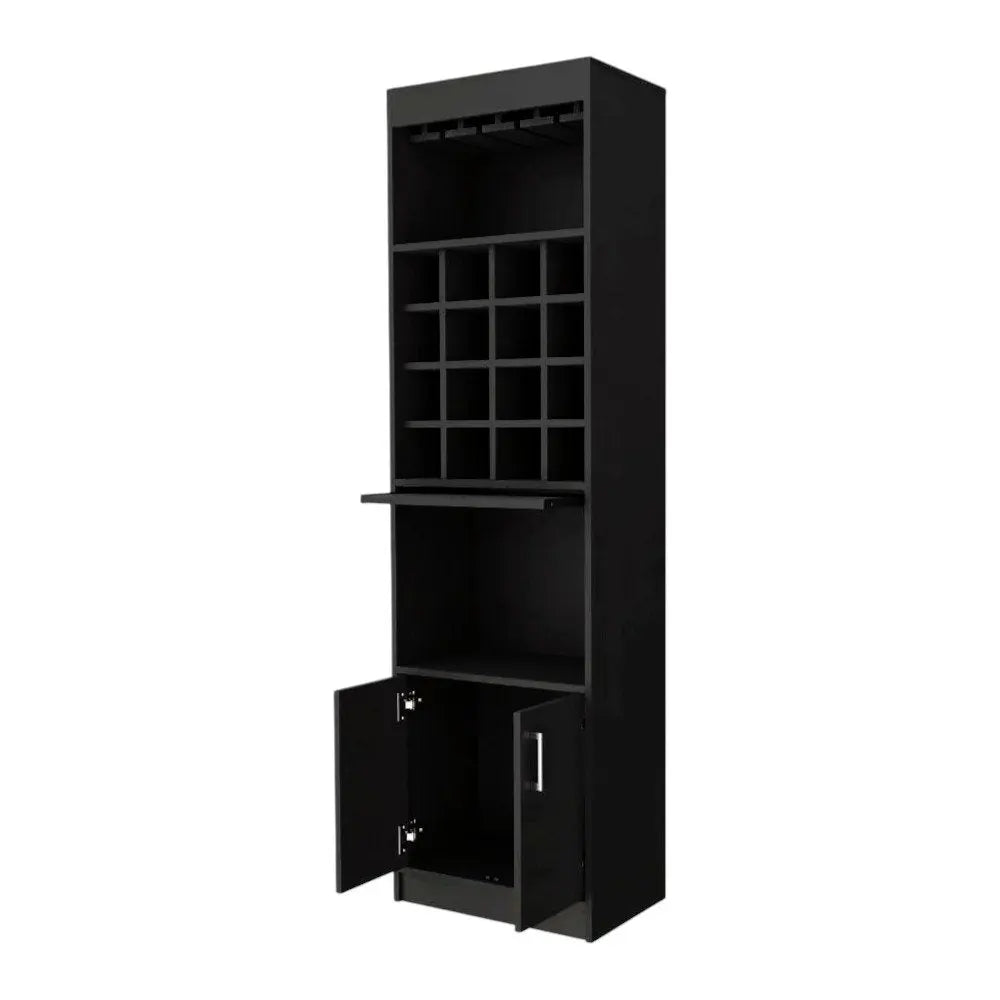 24" Black Bar Cabinet With Eighteen Shelves HomeRoots
