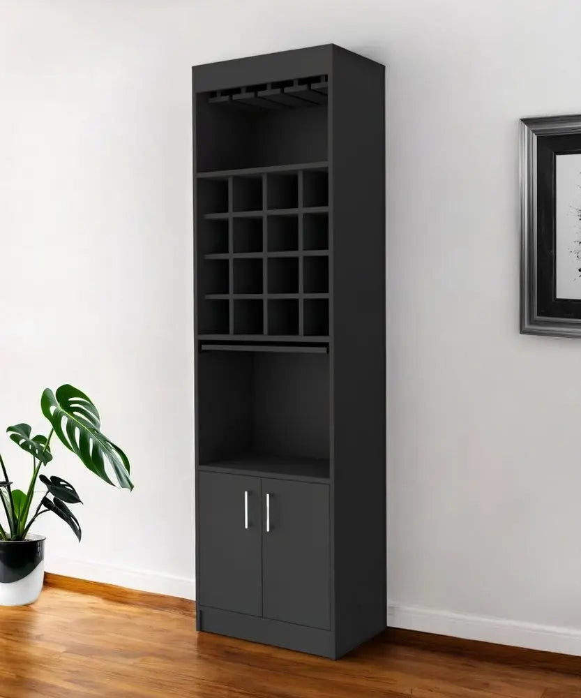 24" Black Bar Cabinet With Eighteen Shelves HomeRoots