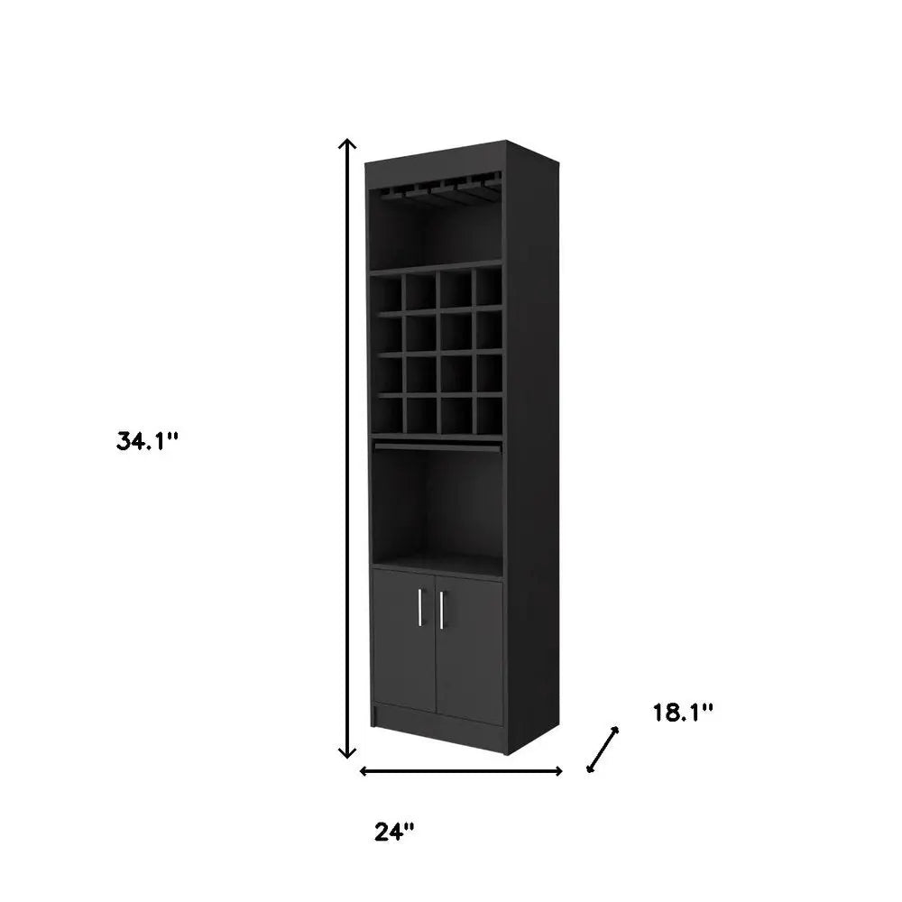 24" Black Bar Cabinet With Eighteen Shelves HomeRoots