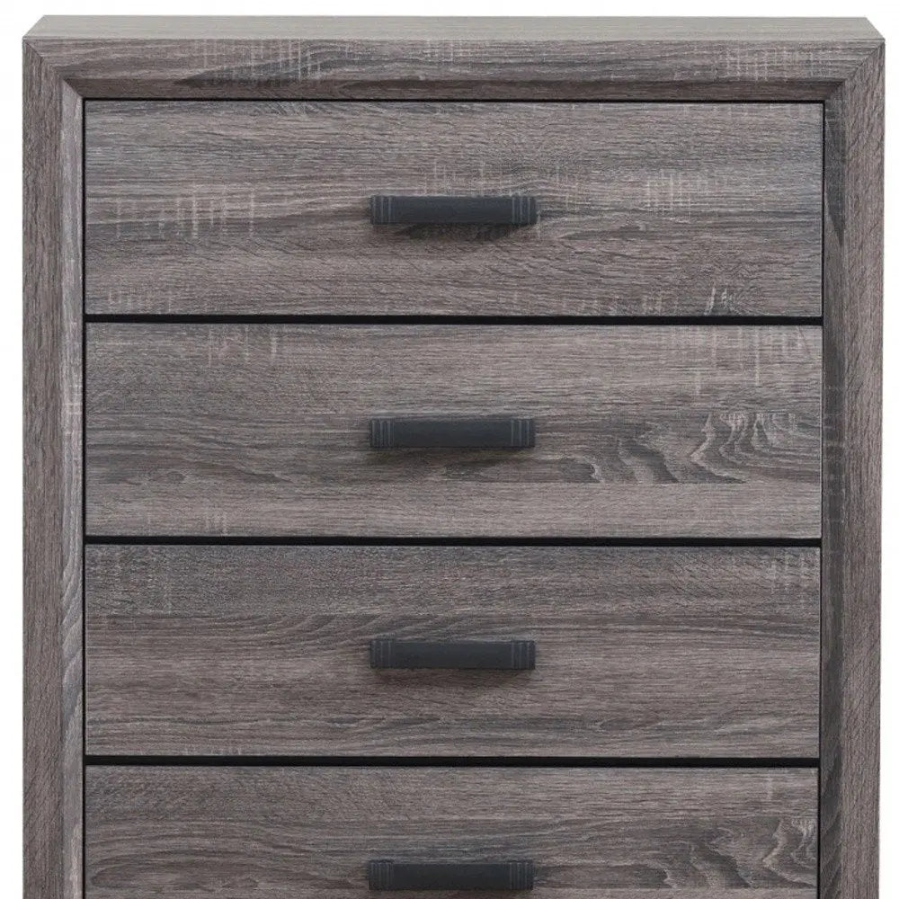 31" Grey Solid Wood Five Drawer Chest HomeRoots