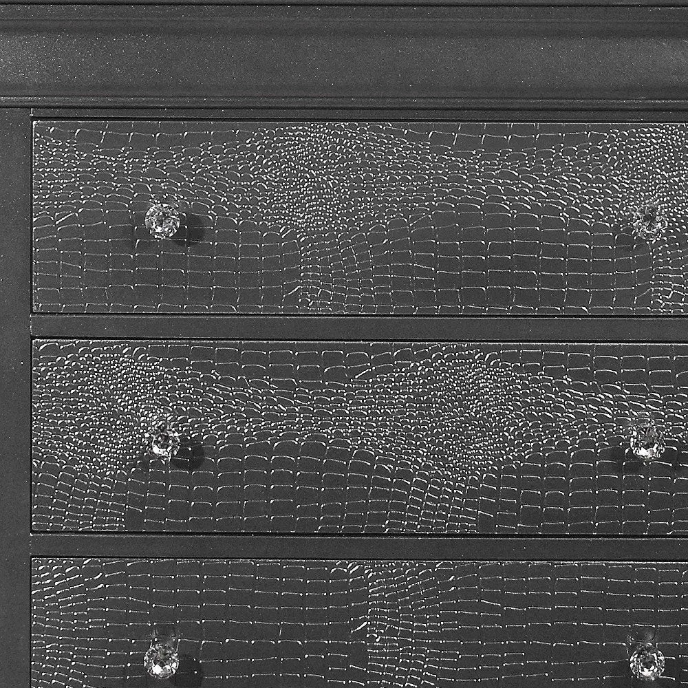 31" Metallic Grey Solid Wood Five Drawer Chest HomeRoots