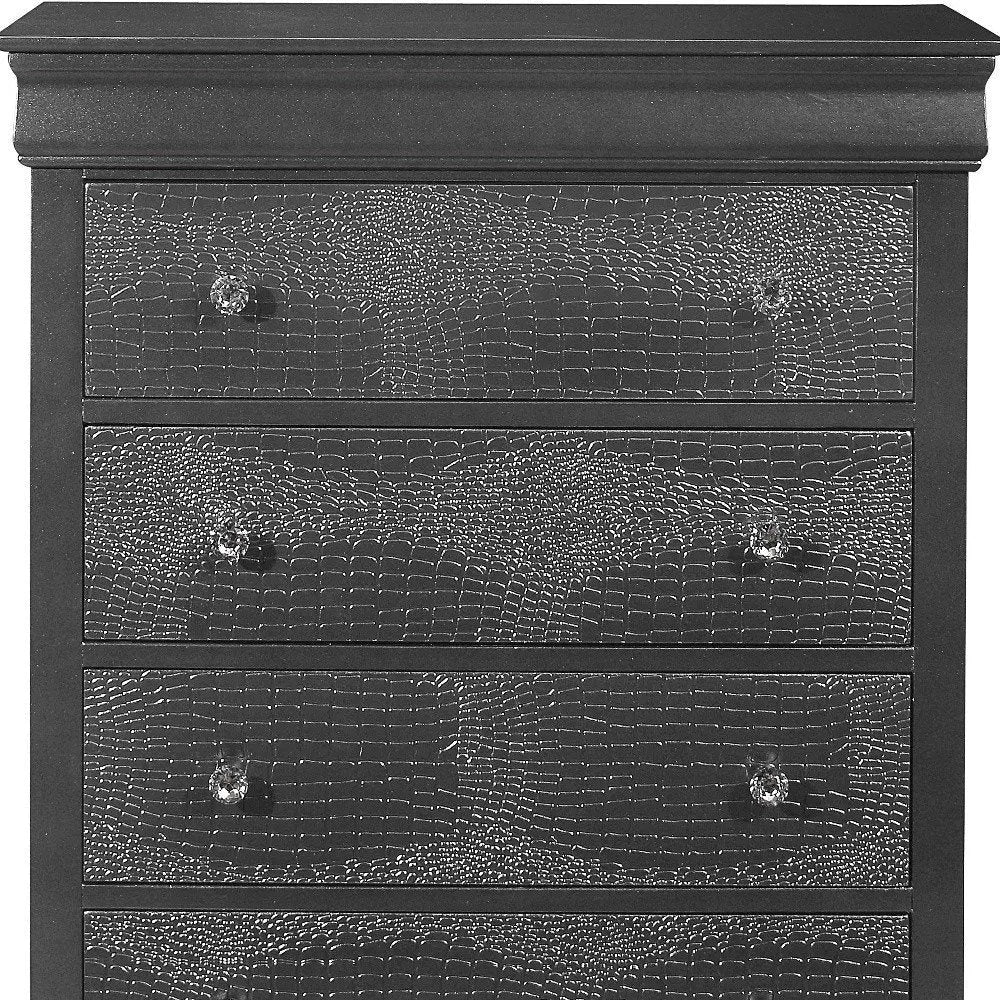 31" Metallic Grey Solid Wood Five Drawer Chest HomeRoots