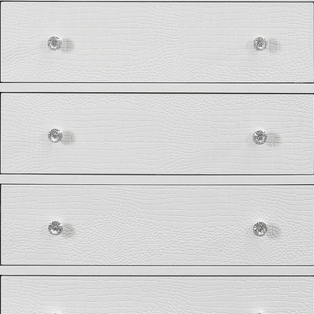 31" Metallic White Solid Wood Five Drawer Chest HomeRoots