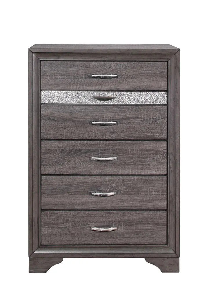 35" Grey Manufactured Wood Six Drawer Chest HomeRoots