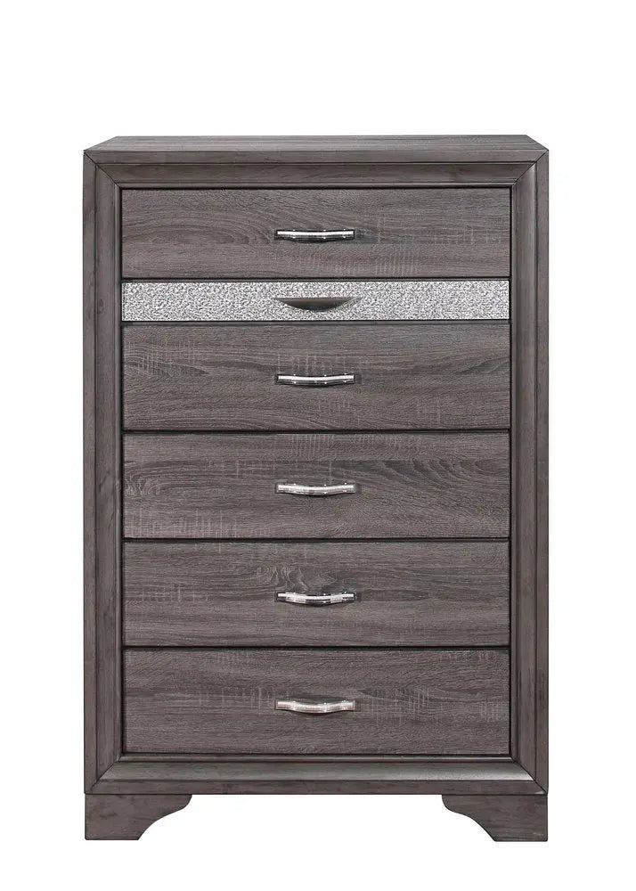 35" Grey Manufactured Wood Six Drawer Chest HomeRoots