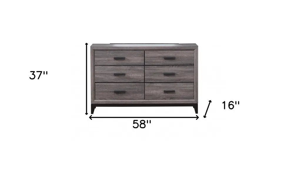 31" Grey Solid Wood Five Drawer Chest HomeRoots