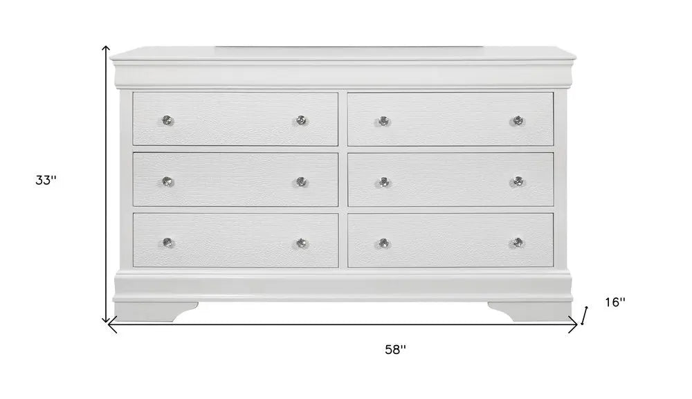 31" Metallic White Solid Wood Five Drawer Chest HomeRoots