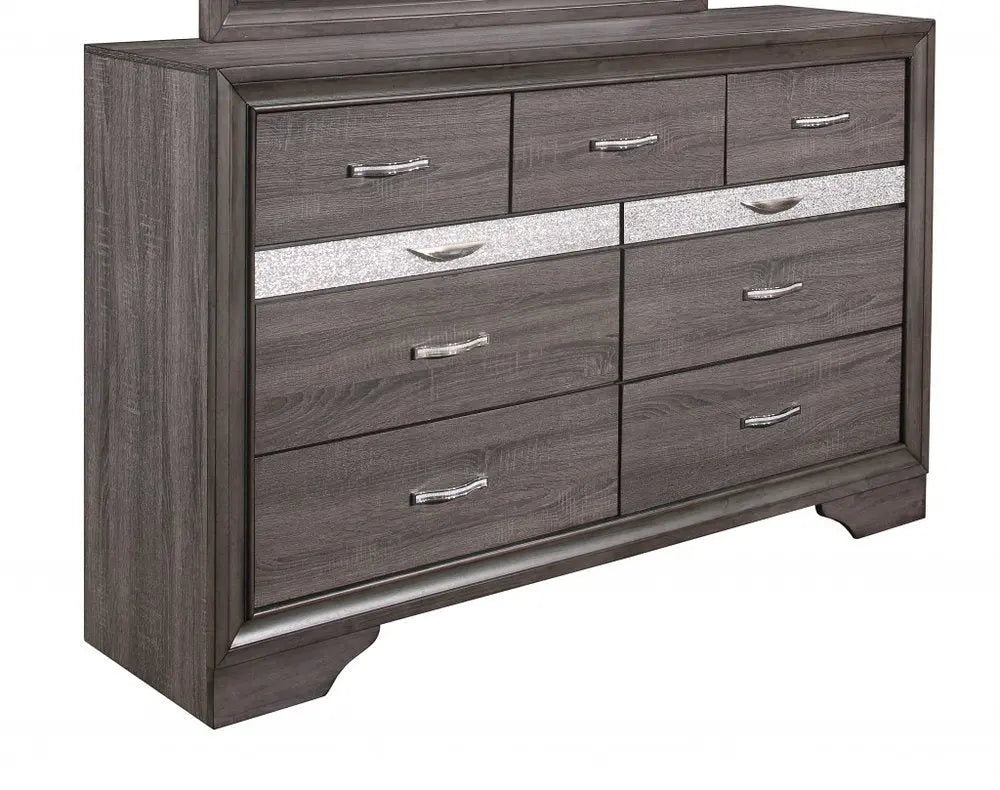 35" Grey Manufactured Wood Six Drawer Chest HomeRoots