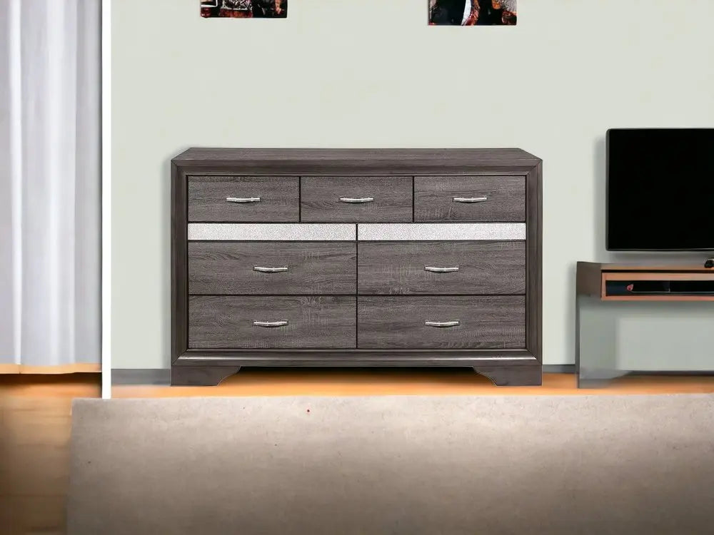 35" Grey Manufactured Wood Six Drawer Chest HomeRoots