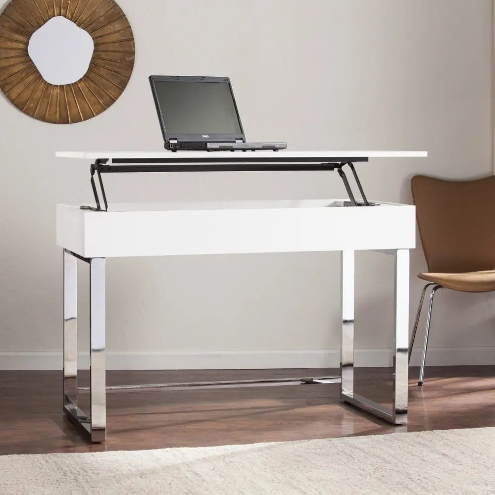 48" Adjustable White Standing Desk Converter - NOBLE HOME INTERIORS