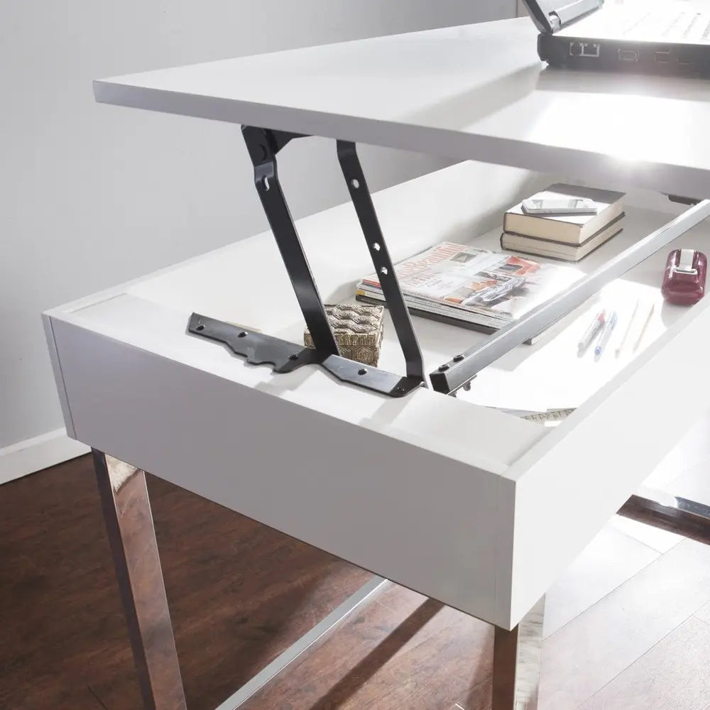 48" Adjustable White Standing Desk Converter - NOBLE HOME INTERIORS