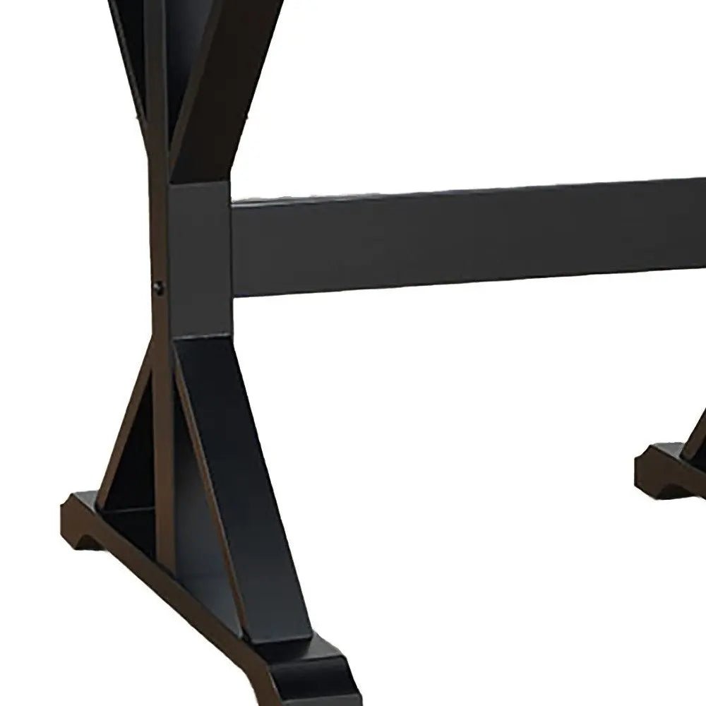 48" Black Solid Wood Trestle Writing Desk - NOBLE HOME INTERIORS