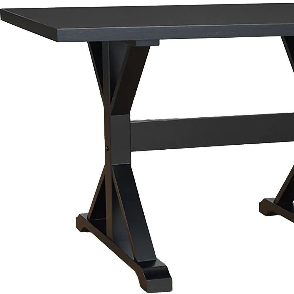 48" Black Solid Wood Trestle Writing Desk - NOBLE HOME INTERIORS