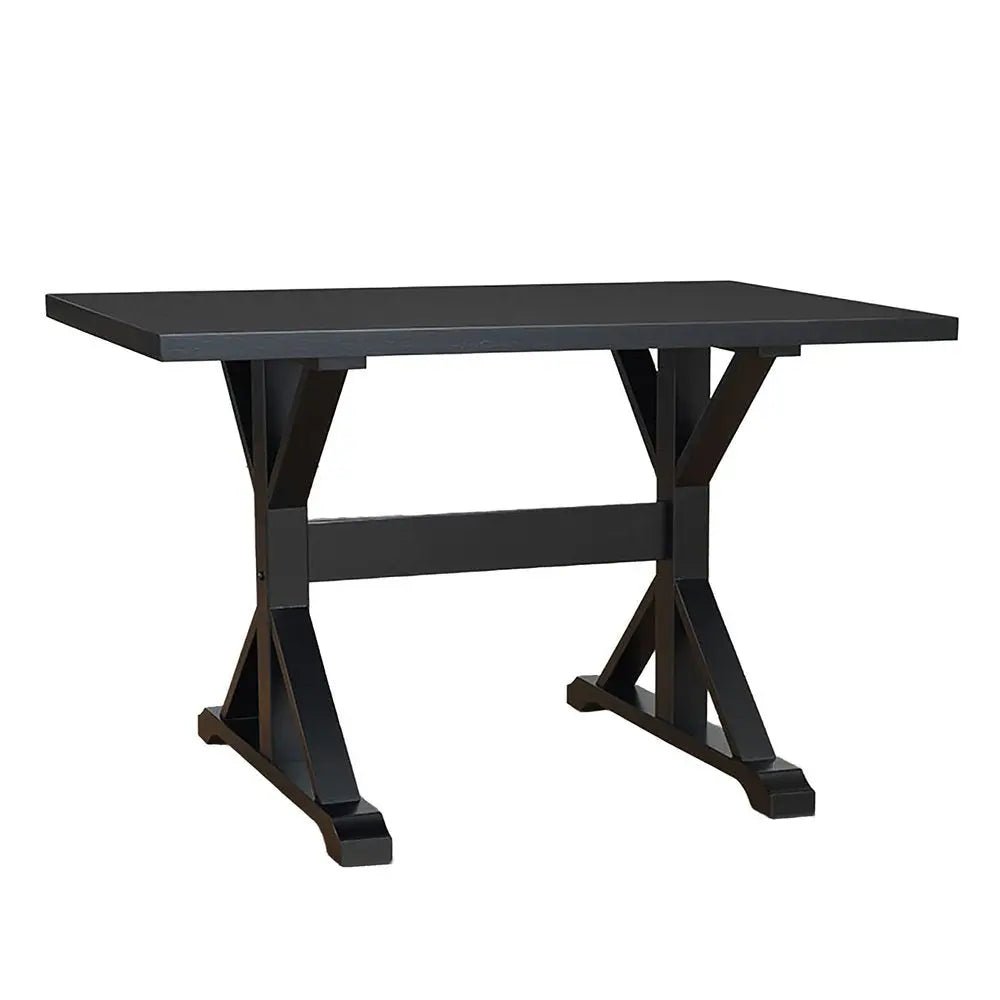 48" Black Solid Wood Trestle Writing Desk - NOBLE HOME INTERIORS