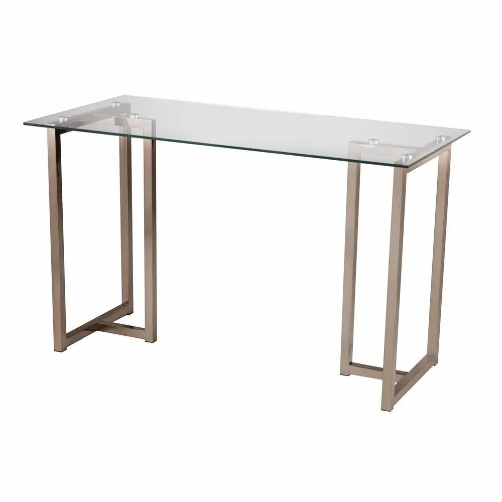 48" Clear and Champagne Glass Writing Desk - NOBLE HOME INTERIORS