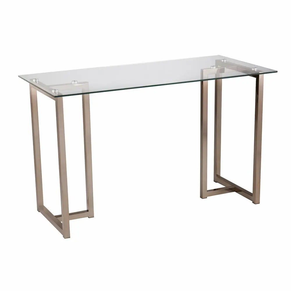 48" Clear and Champagne Glass Writing Desk - NOBLE HOME INTERIORS