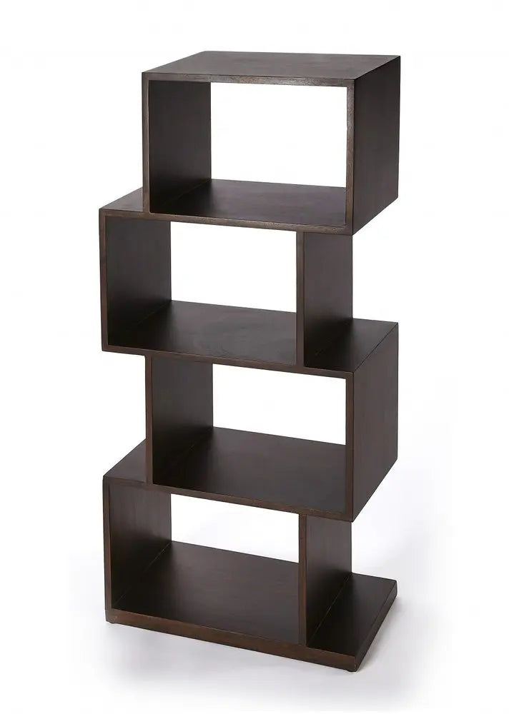 48" Dark Brown Wood Three Tier Bookcase - NOBLE HOME INTERIORS