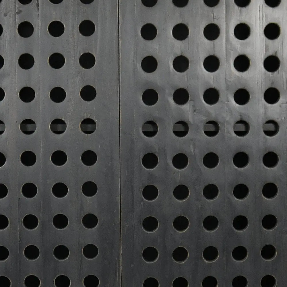 48" Dark Gray Solid Wood and Metal Holey Two Door Accent Chest - NOVA HOME FURNITURE